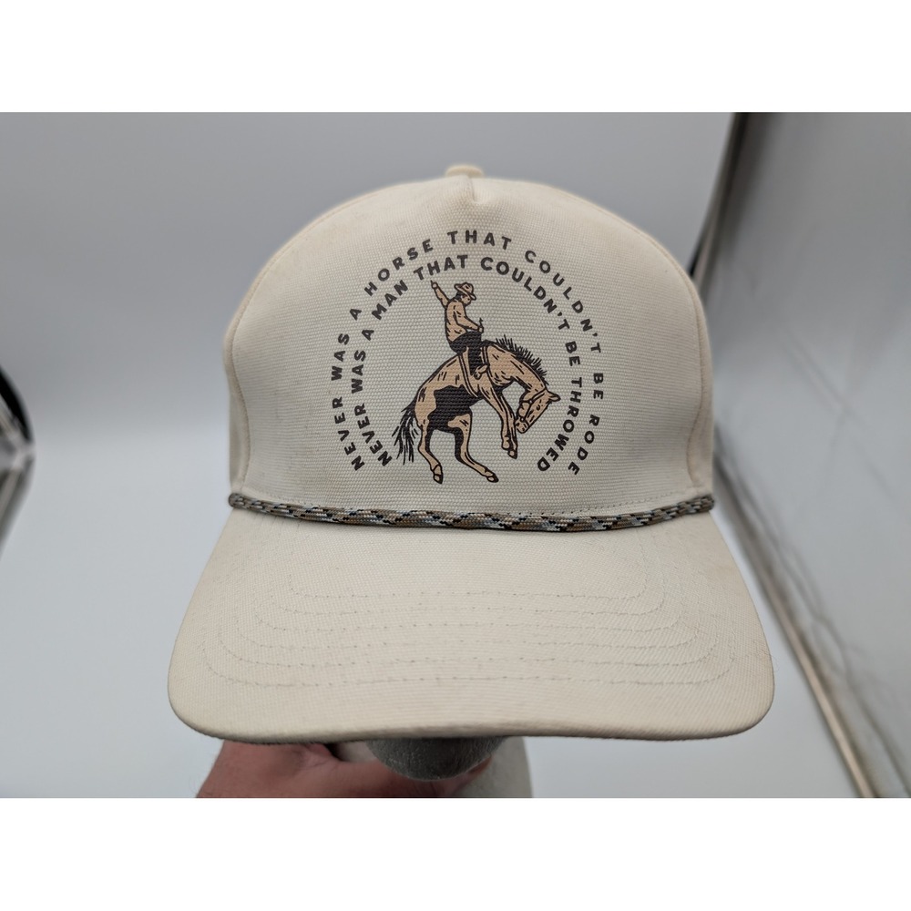 Sendero Provisions Co Cream Canvas Snapback Hat Bronco Rider Western Rope Cap